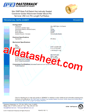 PE44973 Datasheet PDF - Pasternack Enterprises, Inc.