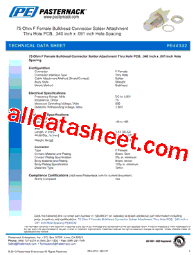 PE44332 Datasheet PDF - Pasternack Enterprises, Inc.