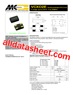 VCXO2E Datasheet PDF - MICORO CRYSTAL SWITZERLAND