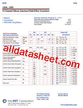 J304 Datasheet PDF - InterFET Corporation