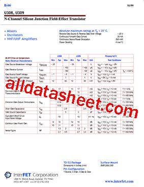 U309 Datasheet PDF - InterFET Corporation