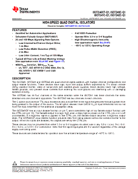 ISO7240CF-Q1 Datasheet PDF - Texas Instruments