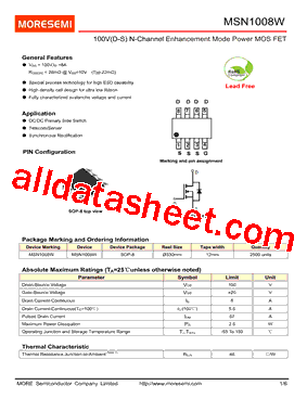 MSN1008W Datasheet PDF - MORE Semiconductor Company Limited