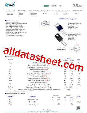 12N65 Datasheet PDF - Microdiode Semiconductor (Shenzhen) Co., Ltd