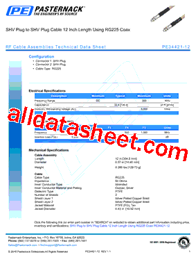 PE34421-12 Datasheet PDF - Pasternack Enterprises, Inc.
